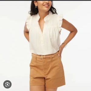 NWOT Crew Factory Gauze smocked ruffleneck top - size XS